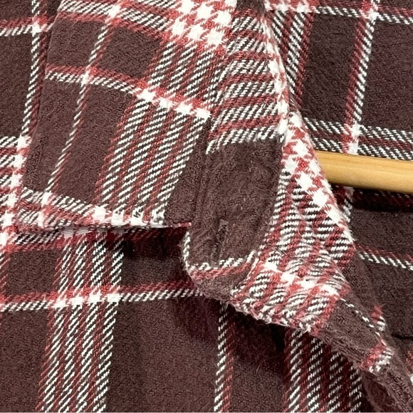 Aerie Plaid Button-Up Flannel Shirt Womens Medium Brown Grunge Outdoor Thick - Picture 5 of 9